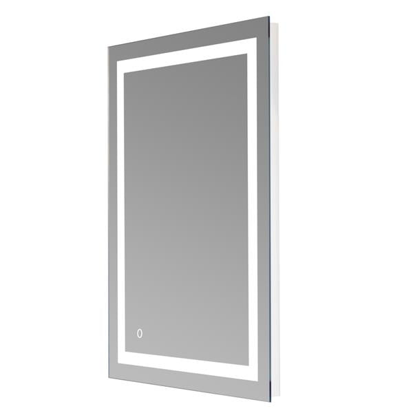 28"x 20" Square Built-in Light Strip Touch LED Bathroom Mirror Silver