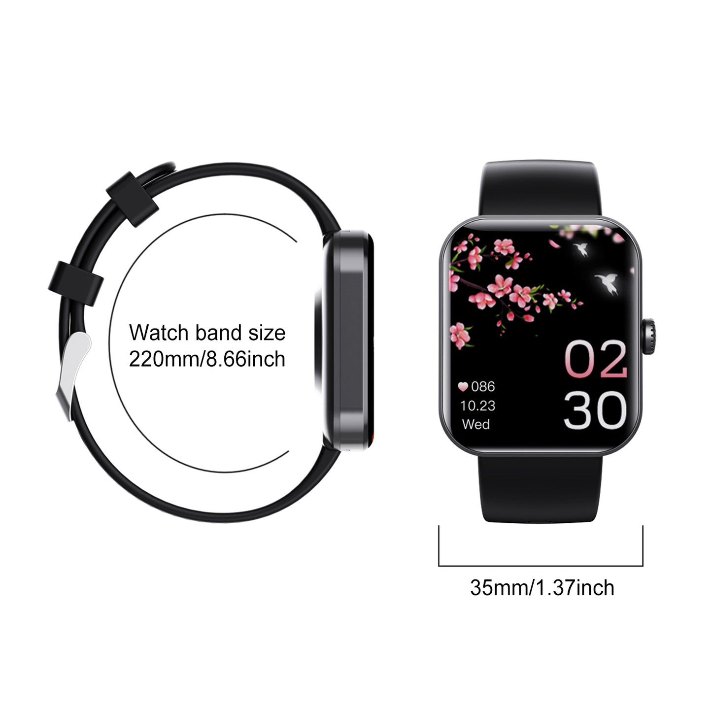 Bluetooth Smart Watch 1.9'' Blood Oxygen Test Smart Watch Heart Rate Monitoring