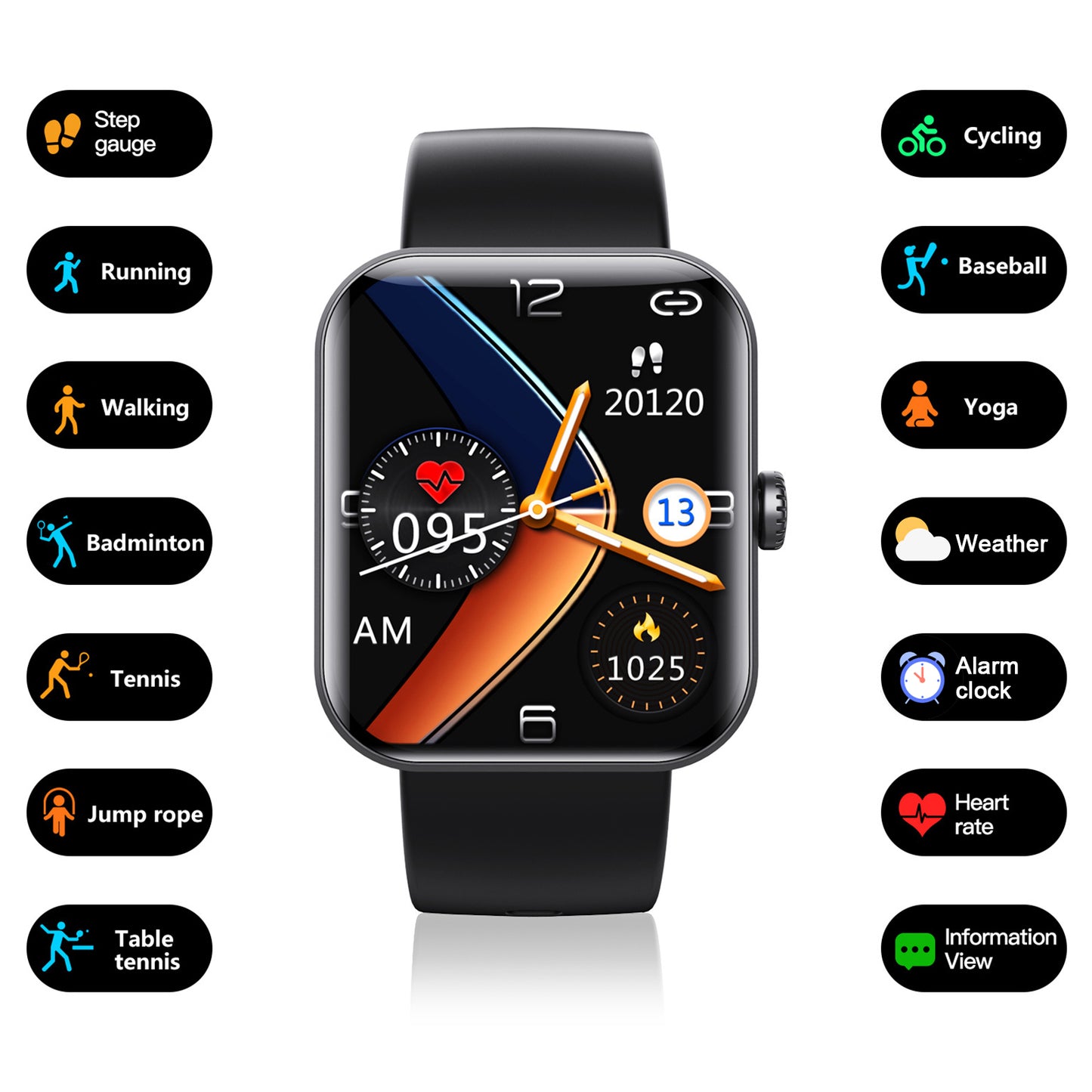 Bluetooth Smart Watch 1.9'' Blood Oxygen Test Smart Watch Heart Rate Monitoring