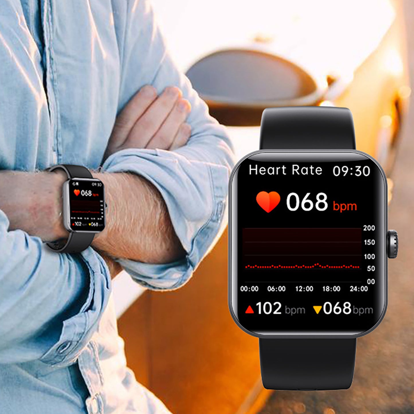 Bluetooth Smart Watch 1.9'' Blood Oxygen Test Smart Watch Heart Rate Monitoring