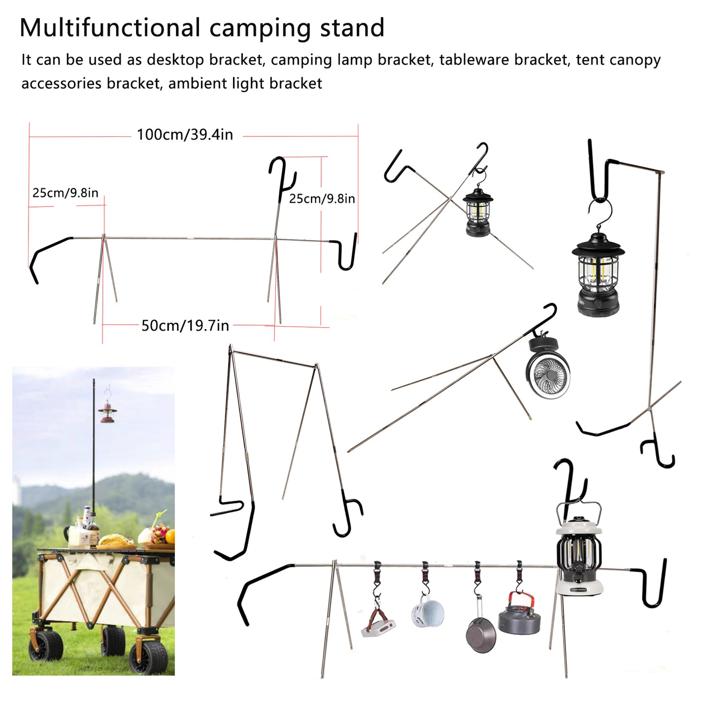 Car emergency use kit, camping lamp maintenance lamp bracket, brake caliper hook, fifth wheel pin puller, multi-functional vehicle maintenance parts bracket, auto parts, outdoor supplies