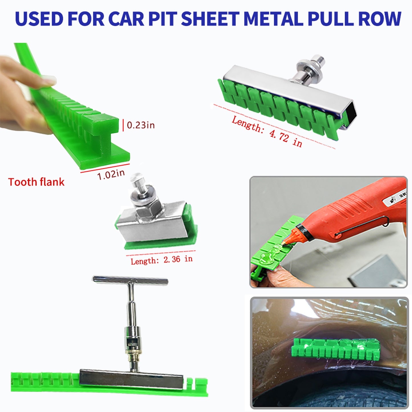 Car paint-free Puller Label Dent Puller Repair Kit Dent Repair Removal Pull tool Handle lifter for car body panel Dent Green