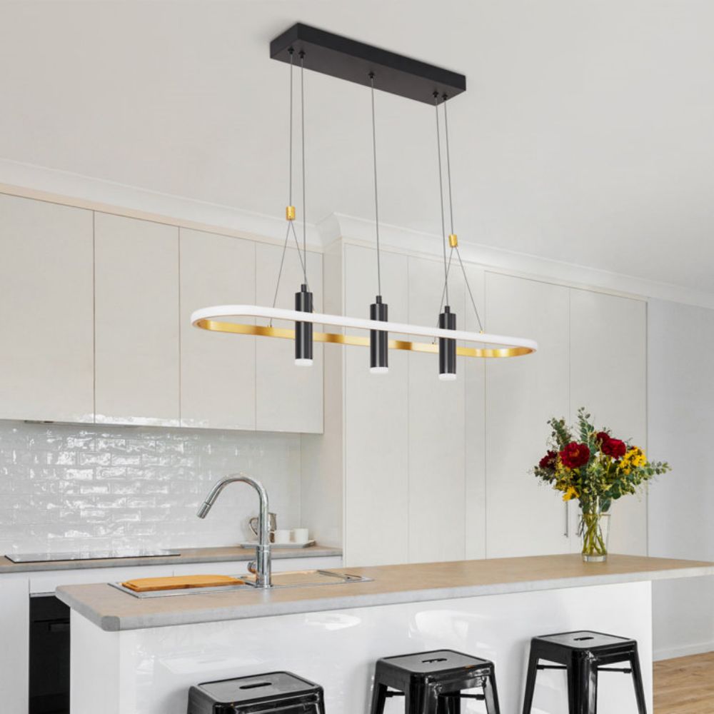 Javeriah 4 - Light Black/Gold Dimmable LED Pendant Light[No Bulb][Unable to ship on weekends, please place orders with caution]