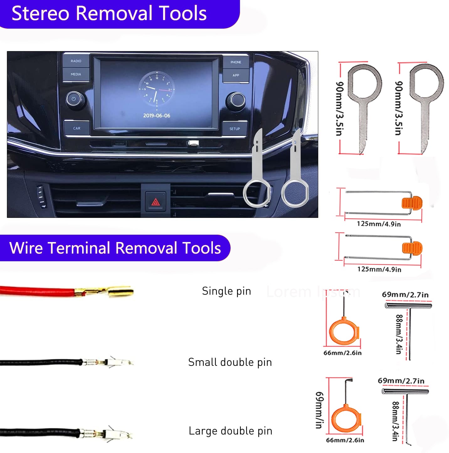 63 decorative removal tools, automatic push pin bumper fixing clamp kit Fastener terminal removal kit Sticky cable clamp skid kit Auto panel radio removal automatic clamp