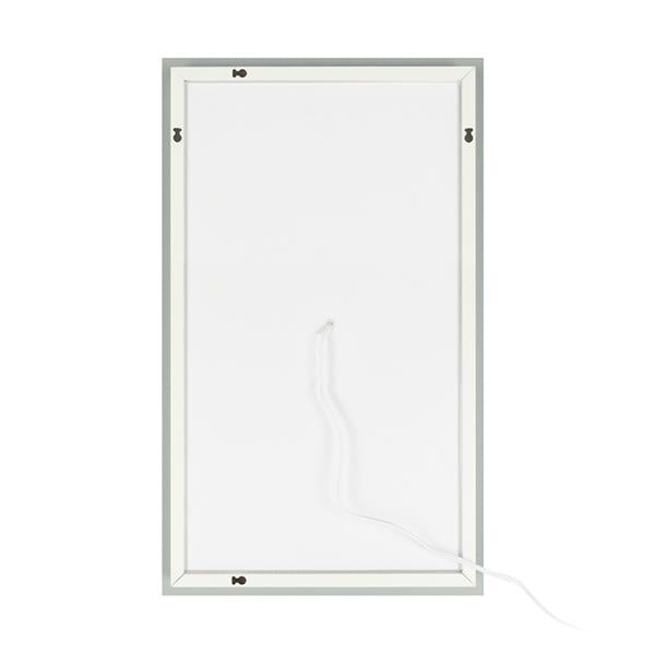 28"x 20" Square Built-in Light Strip Touch LED Bathroom Mirror Silver